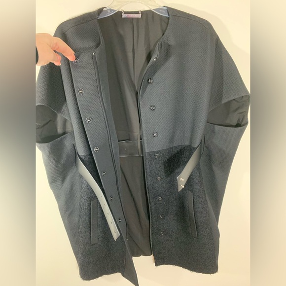 Diane Von Furstenberg belted coat/cap in black wool. Size S - Picture 4 of 9